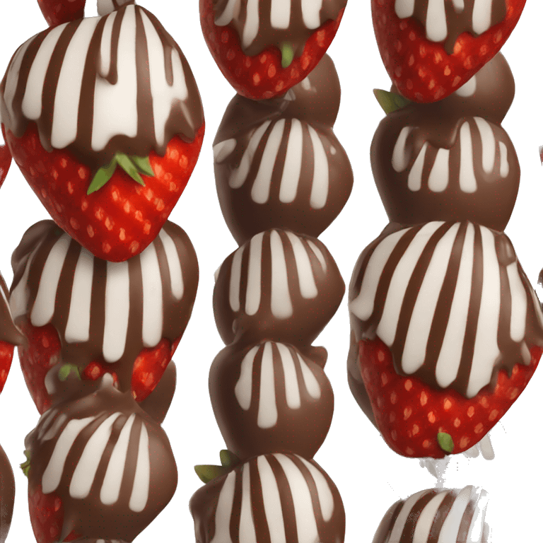 Chocolate covered strawberry with white stripes emoji