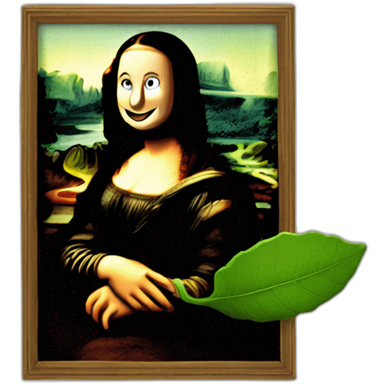 Mona Lisa holding th c leaf emoji