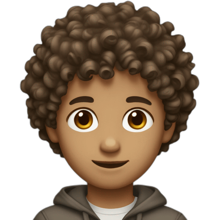 Boy,Curly hair, medium skin color brown eyes emoji