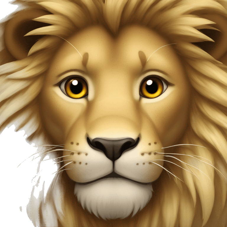 a cute lion with a shaggy mane and hazel eyes emoji