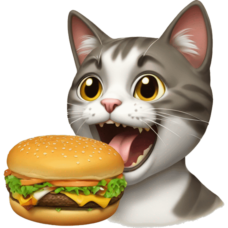 Cat eating burger emoji