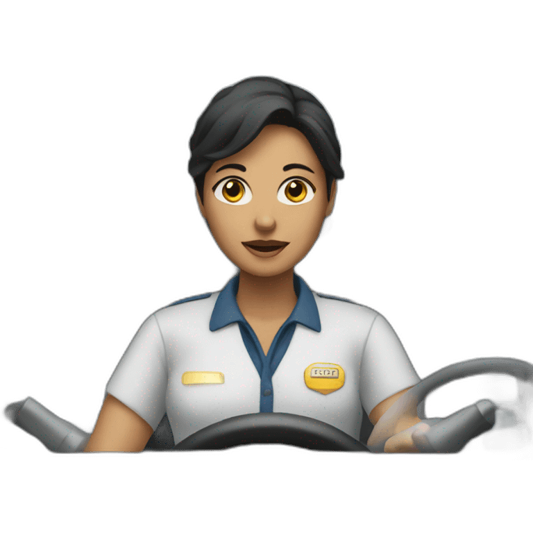 female bus driver at wheel emoji