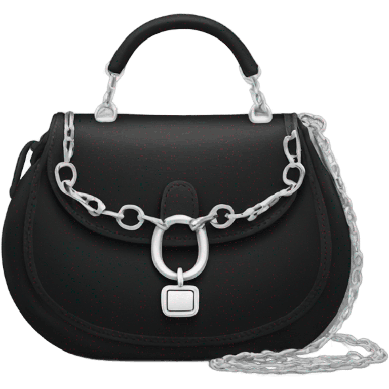 Black purse with silver cross chain emoji