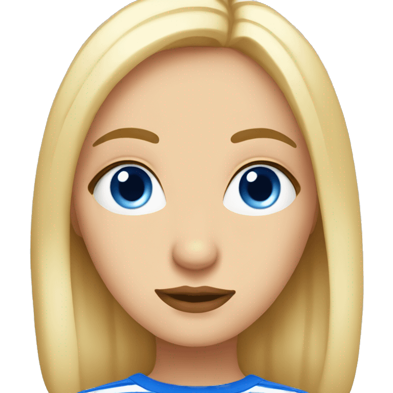 una chica rubia con ojos azules y sueter blanco emoji