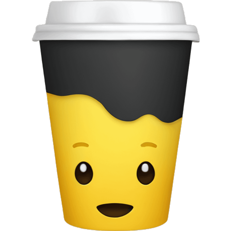 emoji amarelo tomando café da manhã, xícara branca emoji