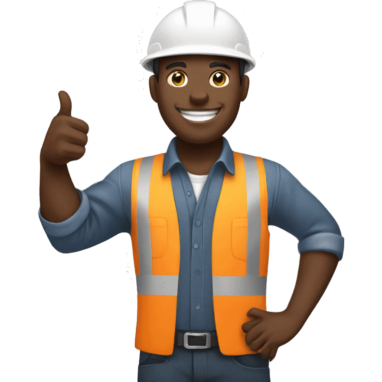 Happy black worker with helmet doing a thumbs up  emoji