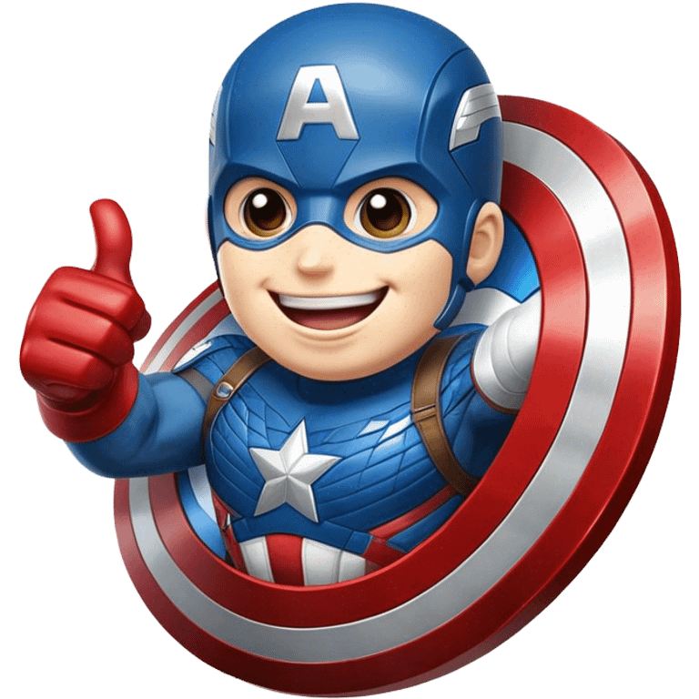 Captain America's shield with a big smile, giving a big thumbs-up emoji