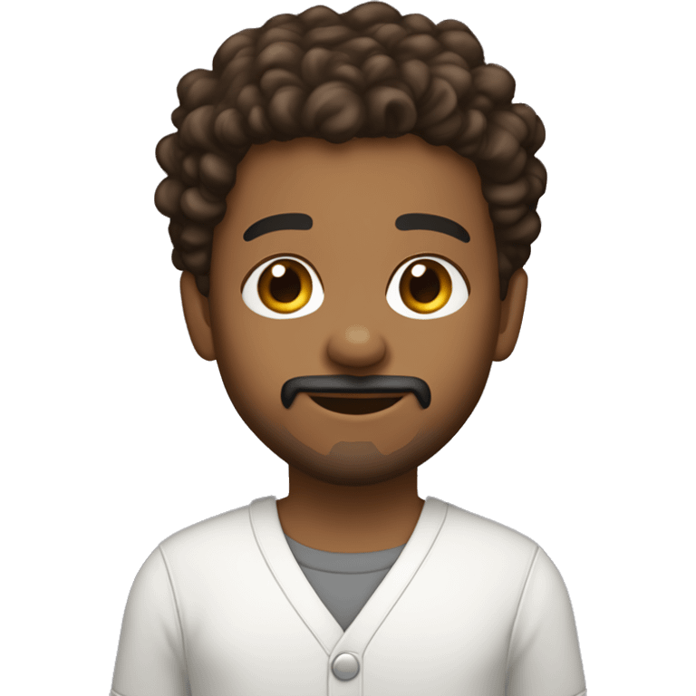 Monkidababy light brown skin dark brown curly short hair goatee emoji