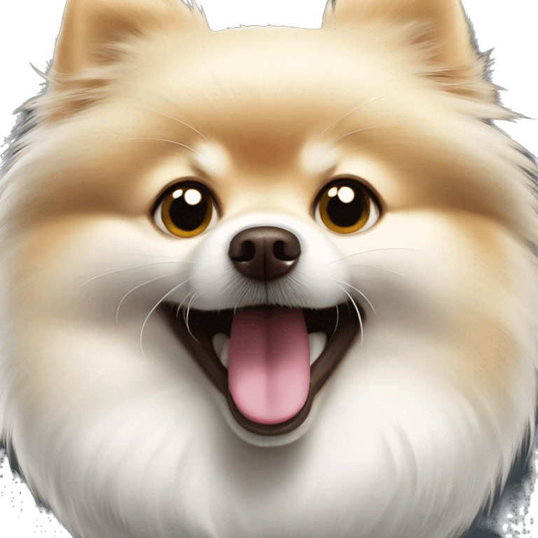 White Pomeranian Spitz yawns emoji