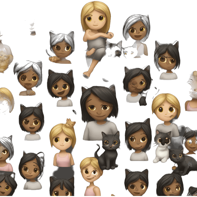 Girl with cat black emoji