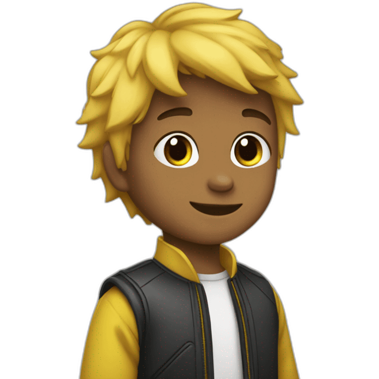 niño pelo rubio con gato negro y amarillo emoji