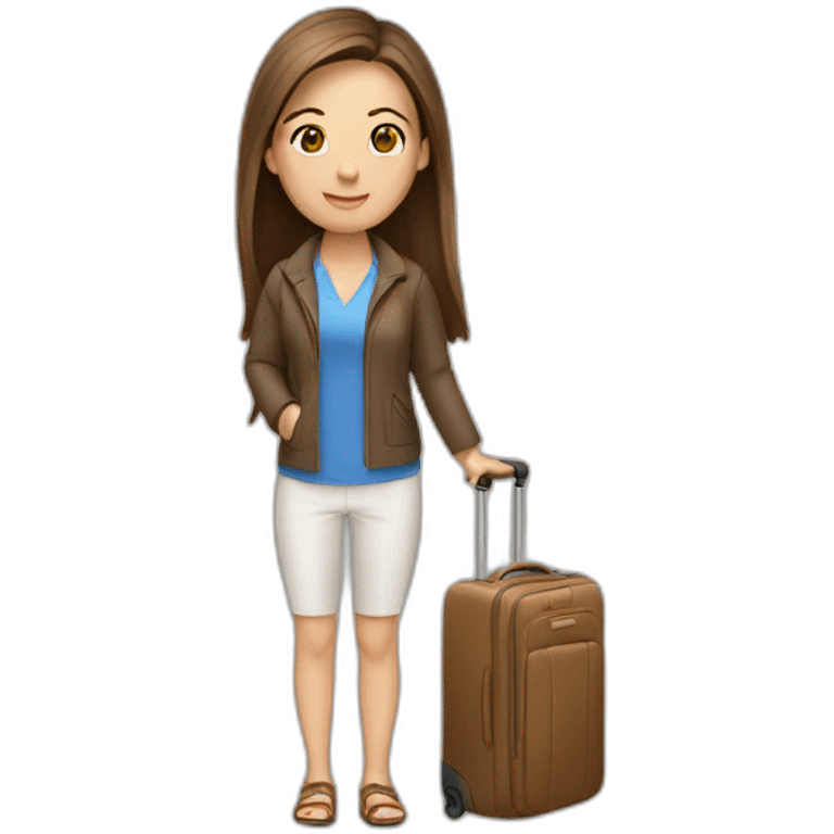 travel guide girl, brown straight hair emoji