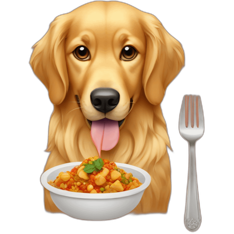 golden retriever eating Moroccan food emoji