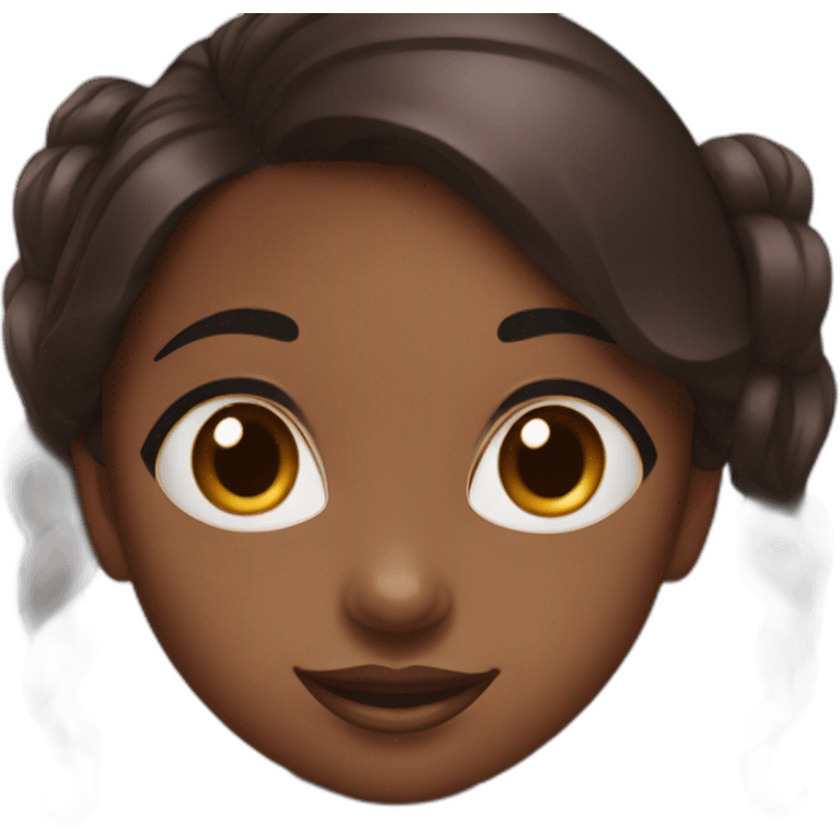 black girl, brown eyes, short black hair eating a kinder bueno emoji