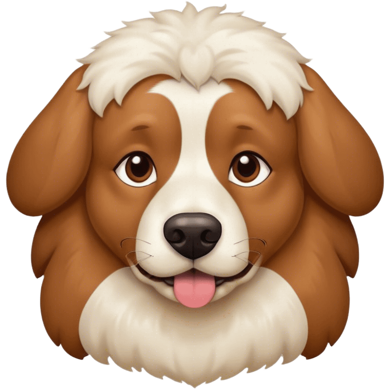 brown bigger dog with fluffy cream color dog  emoji