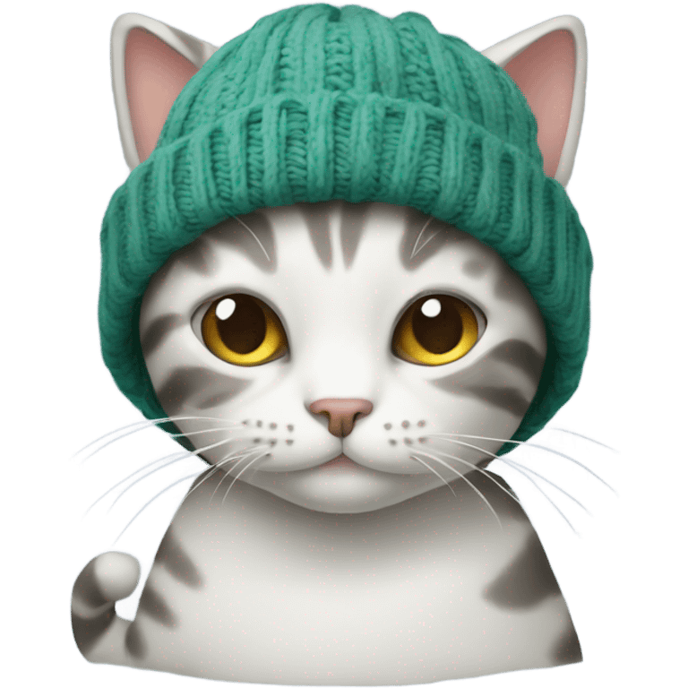 cat with knit hat emoji