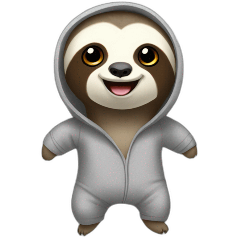 Excited Sloth in grey pajamas emoji