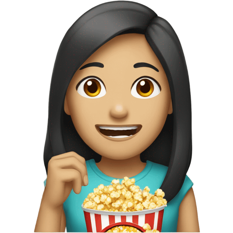 Asian girl eating popcorn emoji