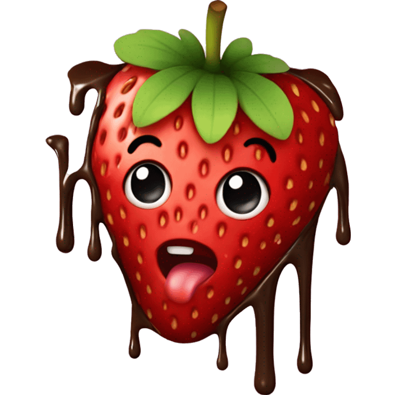 Strawberry with chocolate drip emoji