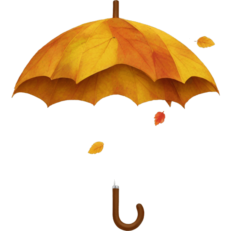 umbrella made of autumn leaves emoji