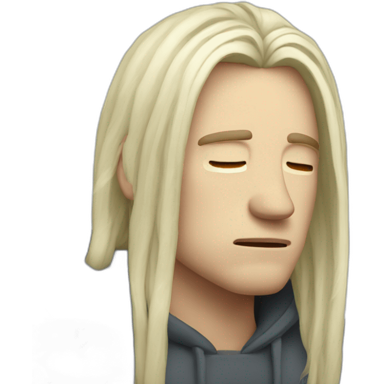 White guy long hair being tired and depressed because the weather sucks emoji