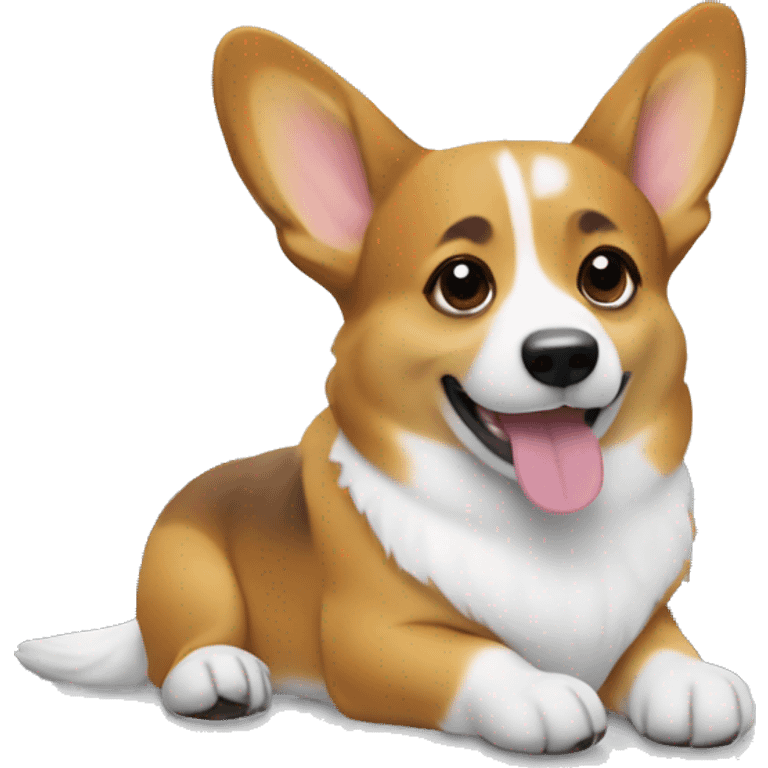 corgi working on a mac apple computer emoji