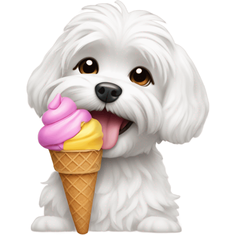 Maltese eating ice cream emoji