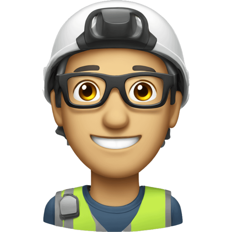 smiling man with safety helmet and glases emoji