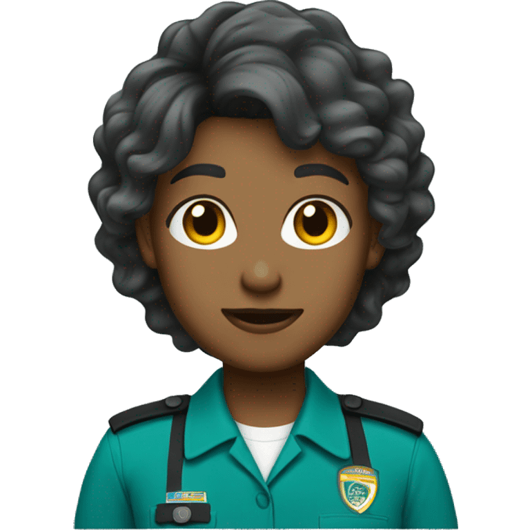 dispatcher with grown hair wearing a teal uniform emoji