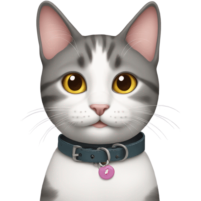 Cat wearing a collar with words  emoji