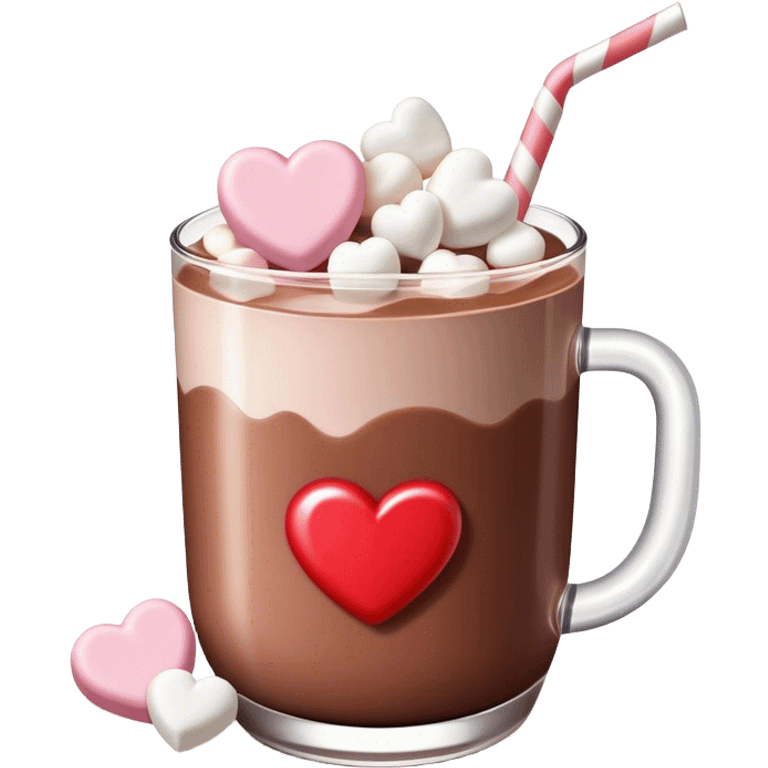 Chocolate milk with heart shaped marshmallows  emoji