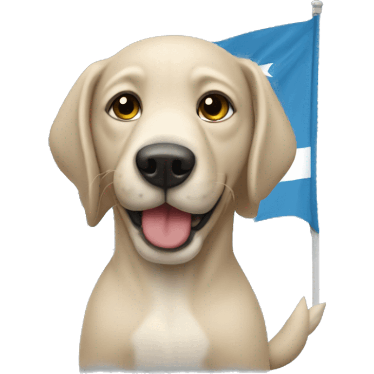 Perro con bandera de Uruguay emoji