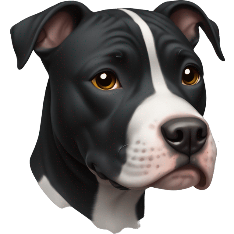 Pitbull black dog with white stripe on face emoji