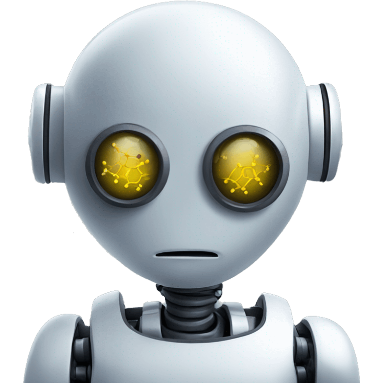 a robot thinking about a virus emoji