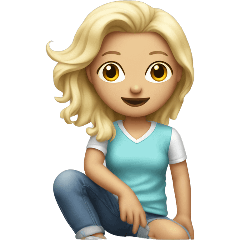 Blonde girl with a skibidi toilet shirt emoji