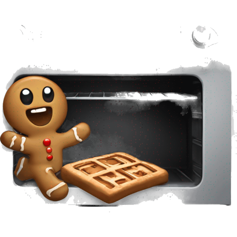 Oven with gingerbread man trying to escape  emoji