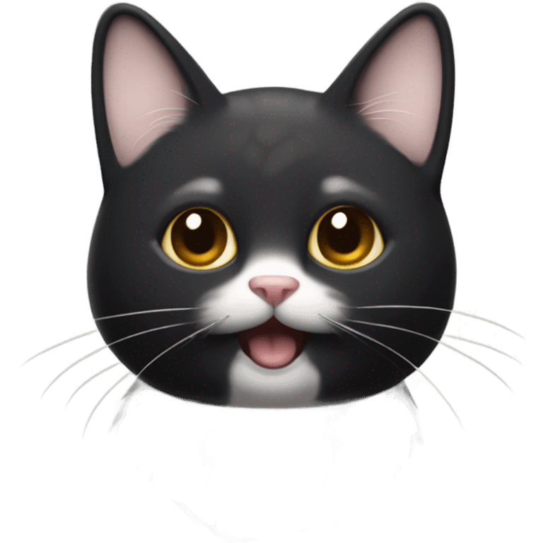 gato negro con pocas manchas blancas  emoji