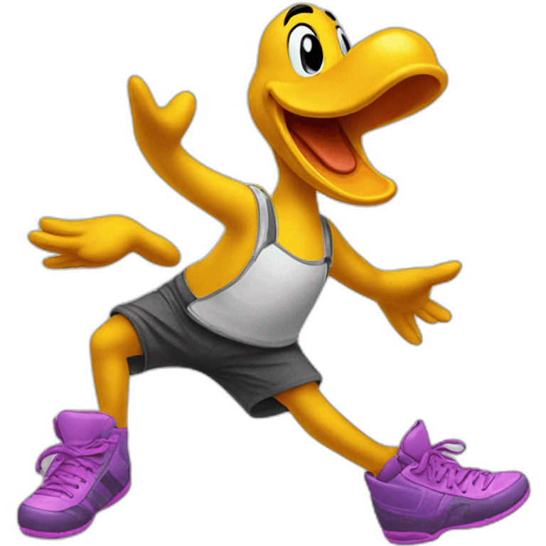 dancing duck with shoes emoji