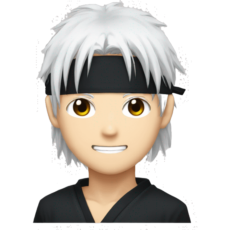 gojo satoru anime  with white hair and black blindfold in jujutsu kaisen emoji