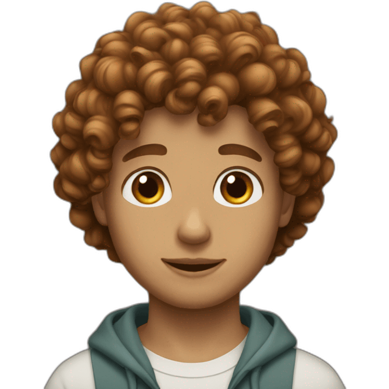 Boy curly brown haire emoji