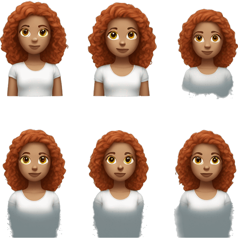 3d avatar memoji, young girl, front view, without neck, long red curly hair, freckle emoji