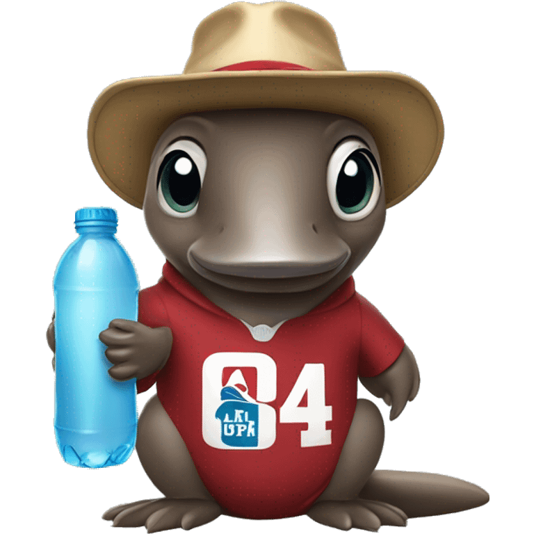 platypus wearing a 49er hat holding water bottle emoji