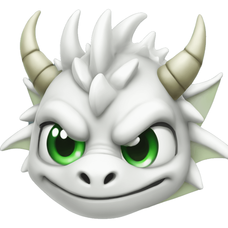 Strong white dragon with green eyes and a right eye patch emoji