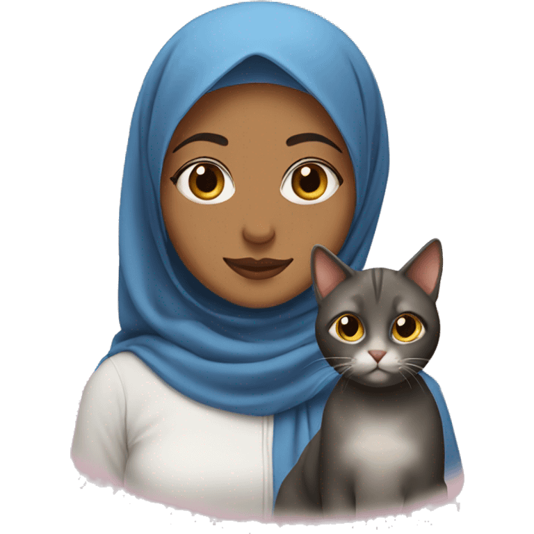 Hijab girl and cat emoji