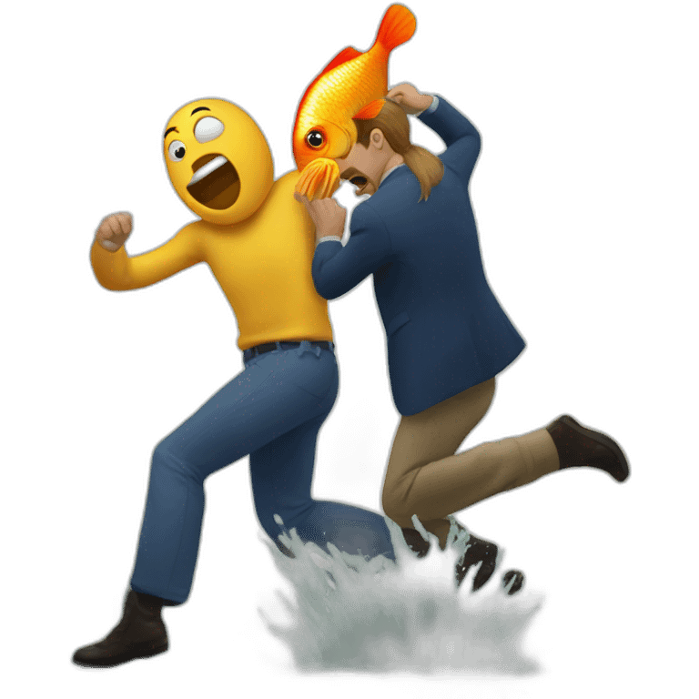 a fish beating up a french man emoji