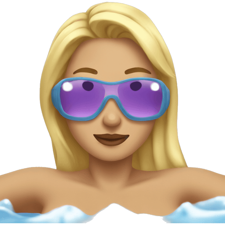 Blonde woman relaxing in hot tub emoji