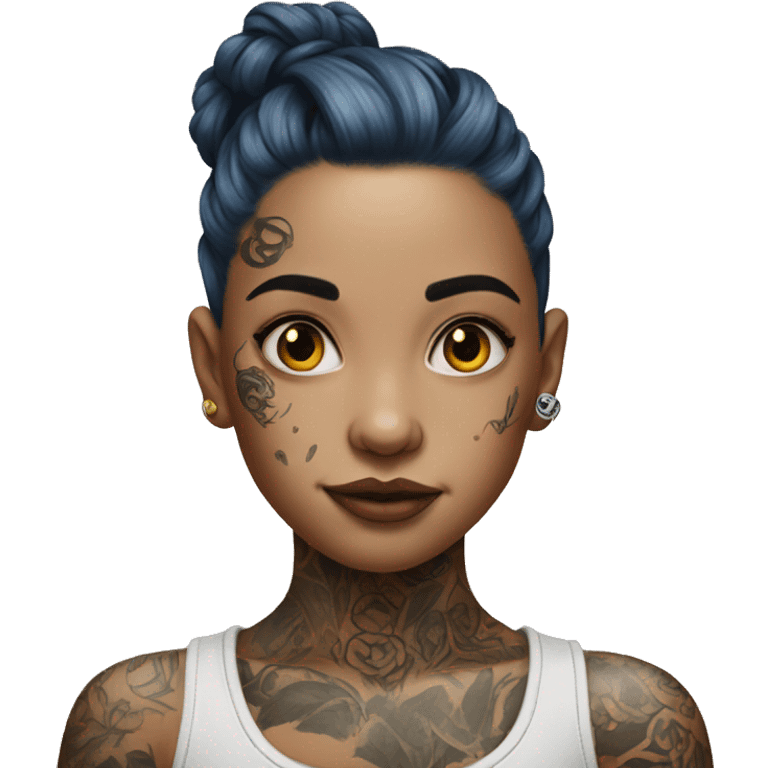 realistic portrait of girl with tattoos emoji