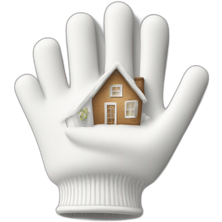 White rubber house styled glove emoji