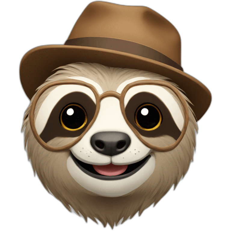 Happy hipster sloth emoji