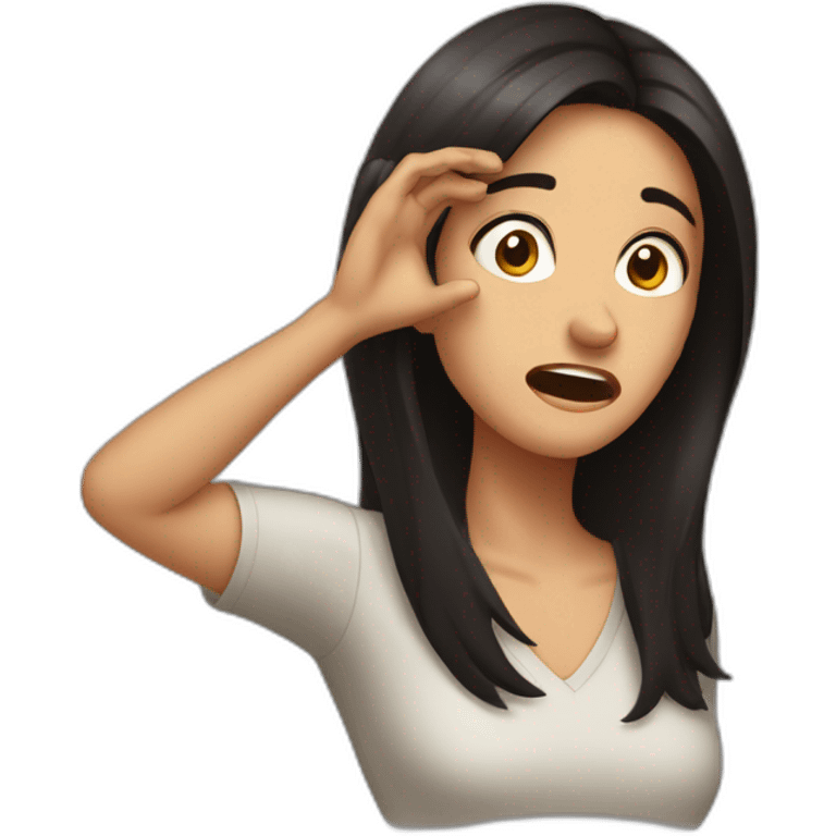 Frustrated dark haired women slapping her own forhead emoji